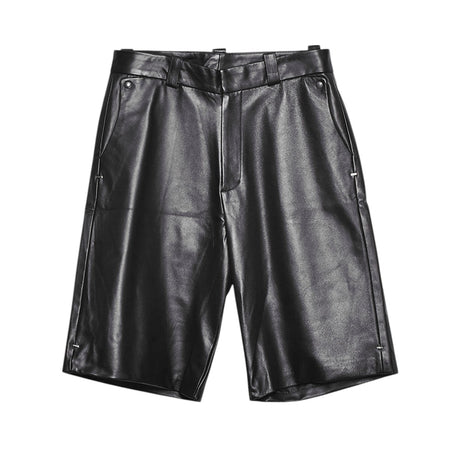 [ASKYURSELF]BAGGY LEATHER WORK SHORTS/BLACK(V17010204-001-L01)