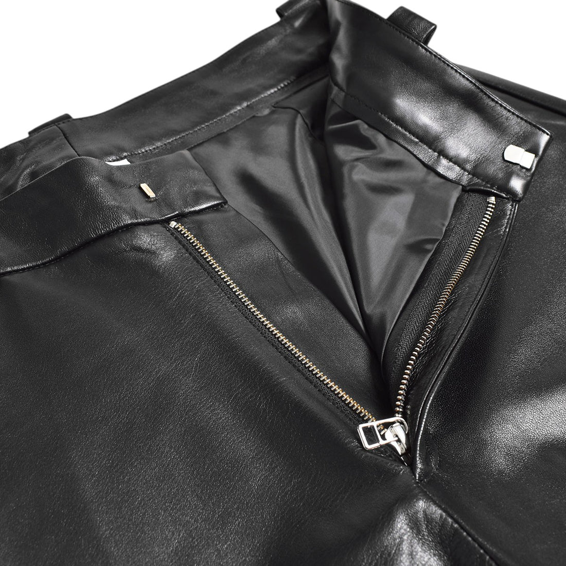 [ASKYURSELF]BAGGY LEATHER WORK SHORTS/BLACK(V17010204-001-L01)