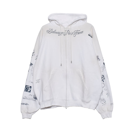 [BALENCIAGA]Classic Ink Raglan Sleeve Zip-Up Hoodie(A0016VTUVT6)