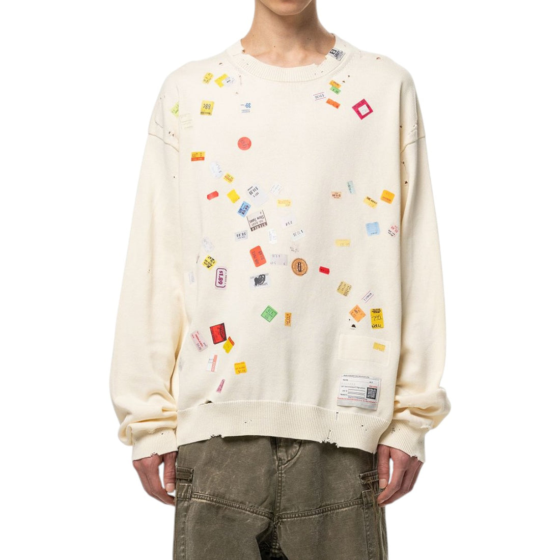 [MAISON MIHARA YASUHIRO]PRICE STICKER KNIT PULLOVER(A17SW500)