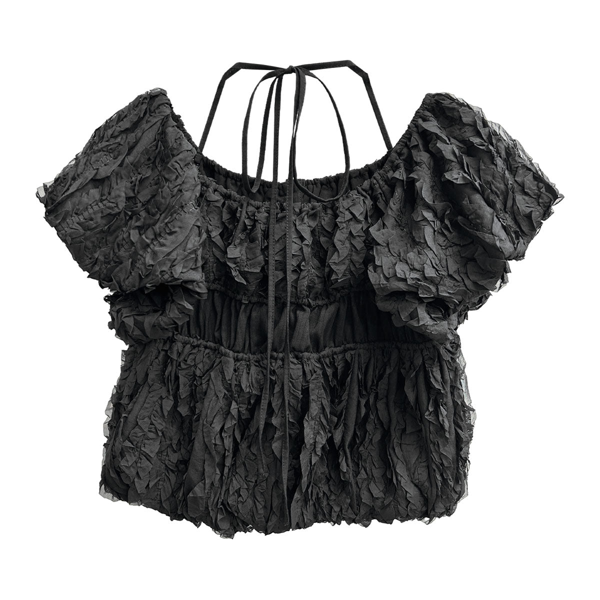 clane W FACE TOPSTITCHED FRILL TOPS