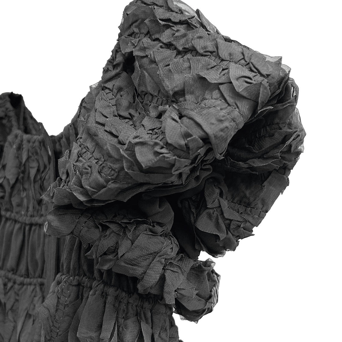 [CLANE]W FACE TOPSTITCHED FRILL TOPS/BLACK(10122-4153)