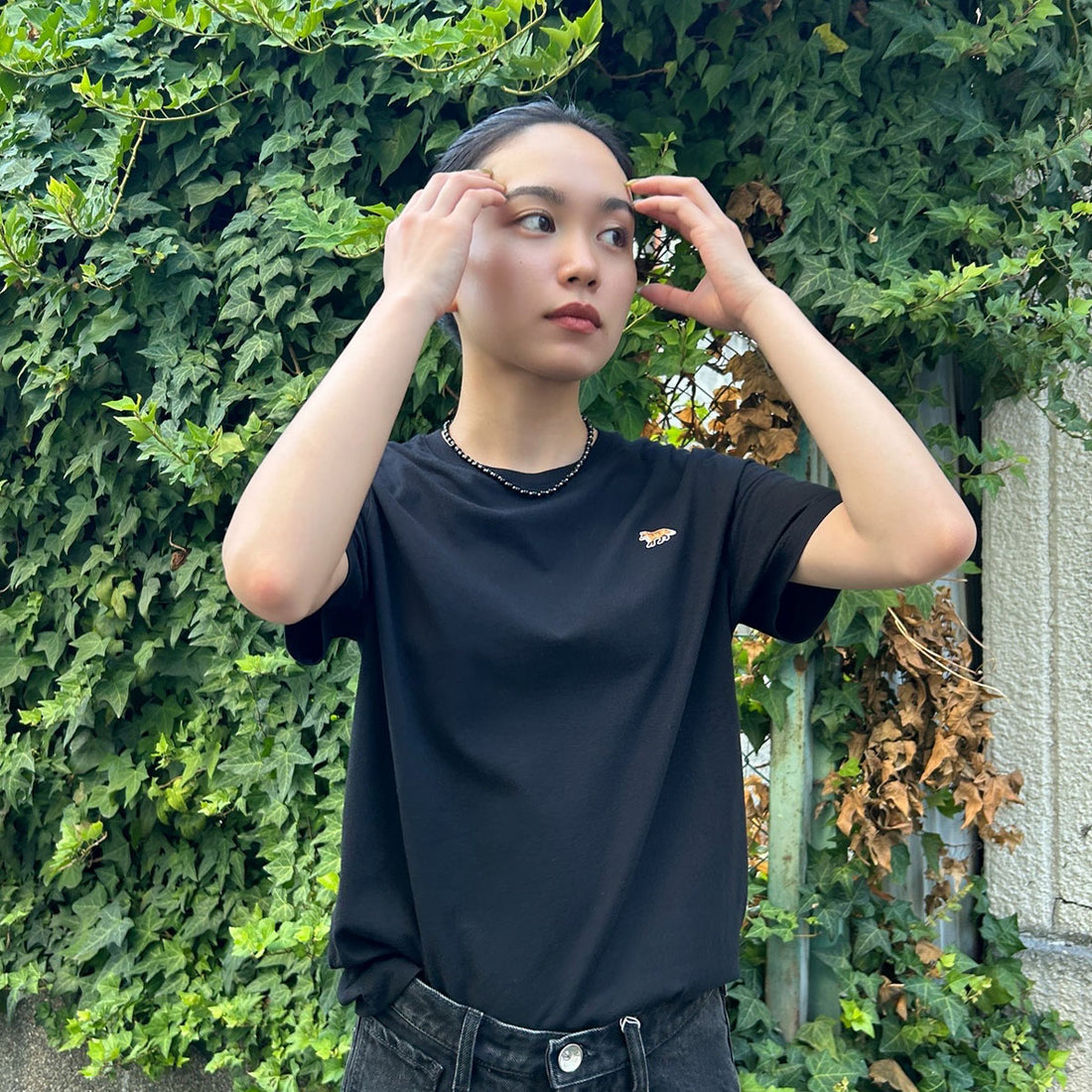 [MAISON KITSUNE]BABY FOX PATCH REGULAR TEE-SHIRT/BLACK(MW00110KJ0008)