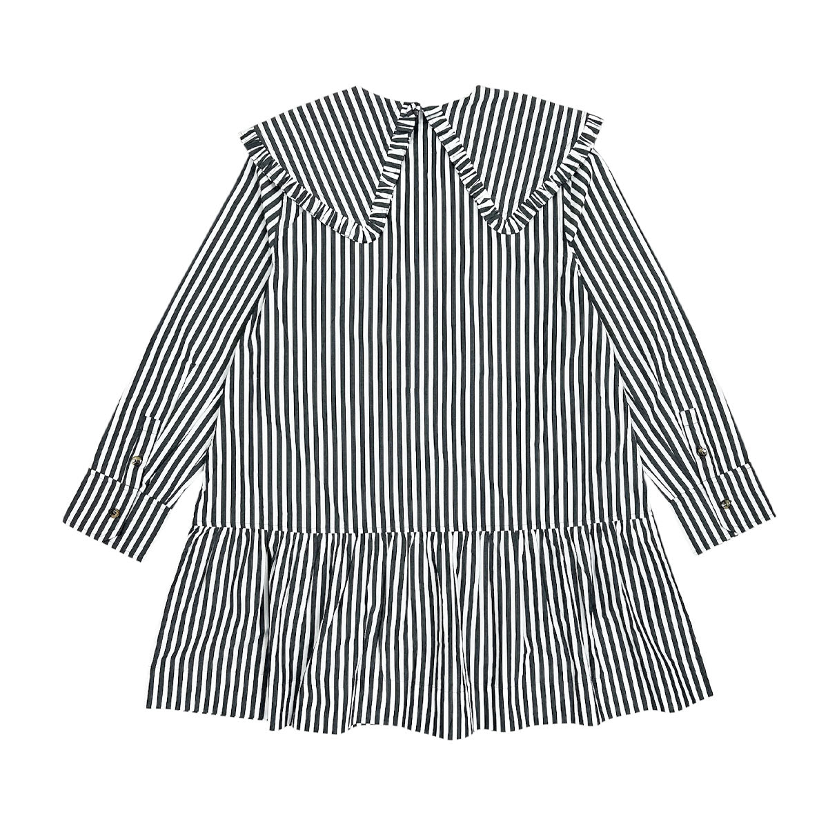GANNI]Stripe Cotton Big Collar Mini Shirt Dress/BLACK(W0098) – R&Co.
