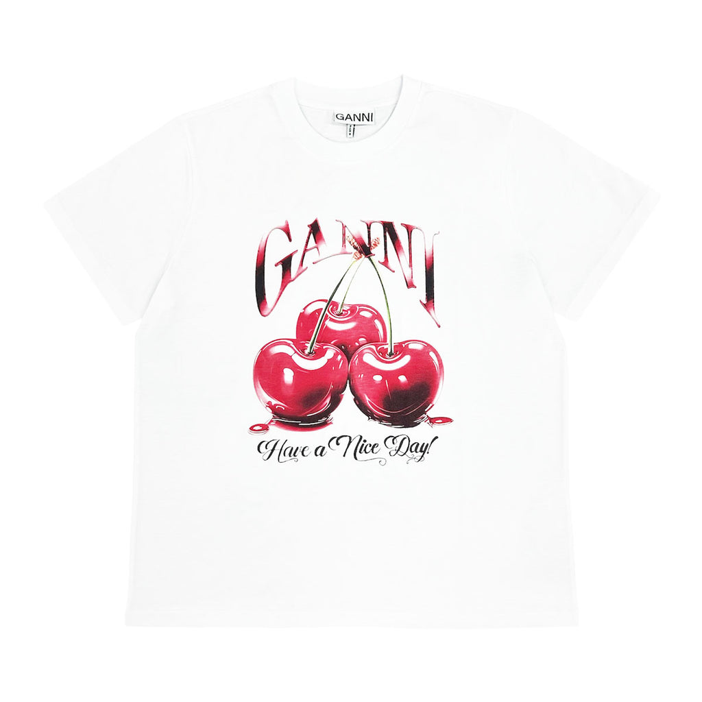 GANNI]Basic Jersey Cherry Relaxed T-shirt/WHITE(T4004) – R&Co