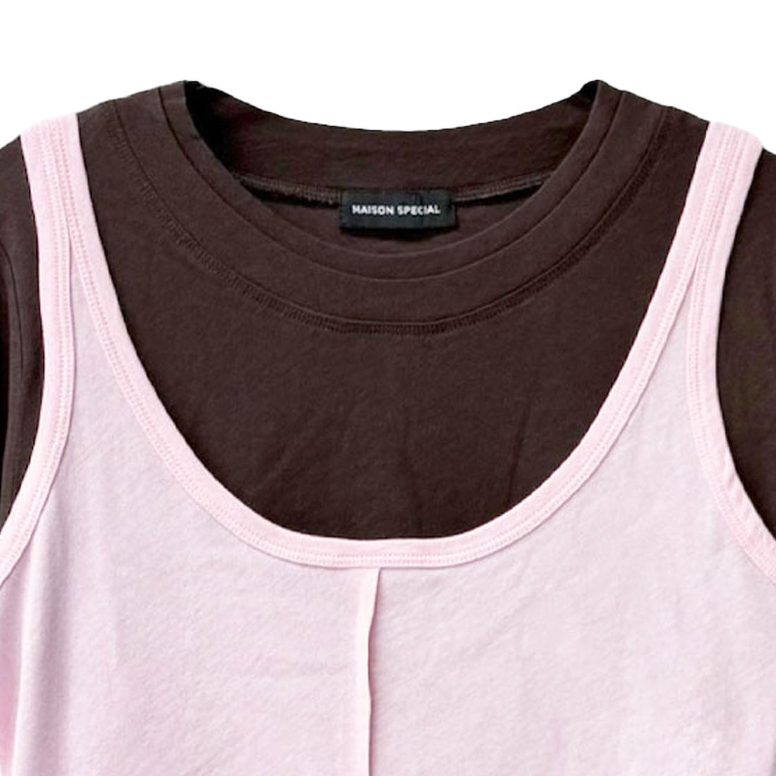 [MAISON SPECIAL]レイヤードコンパクトTシャツ/BROWN(21261415211)