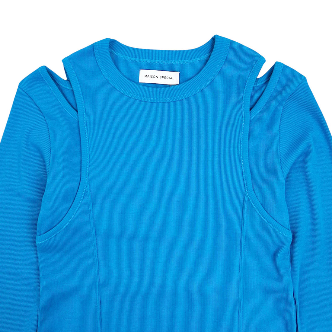[MAISON SPECIAL]ショルダースリットリブトップ/BLUE(21252415203)
