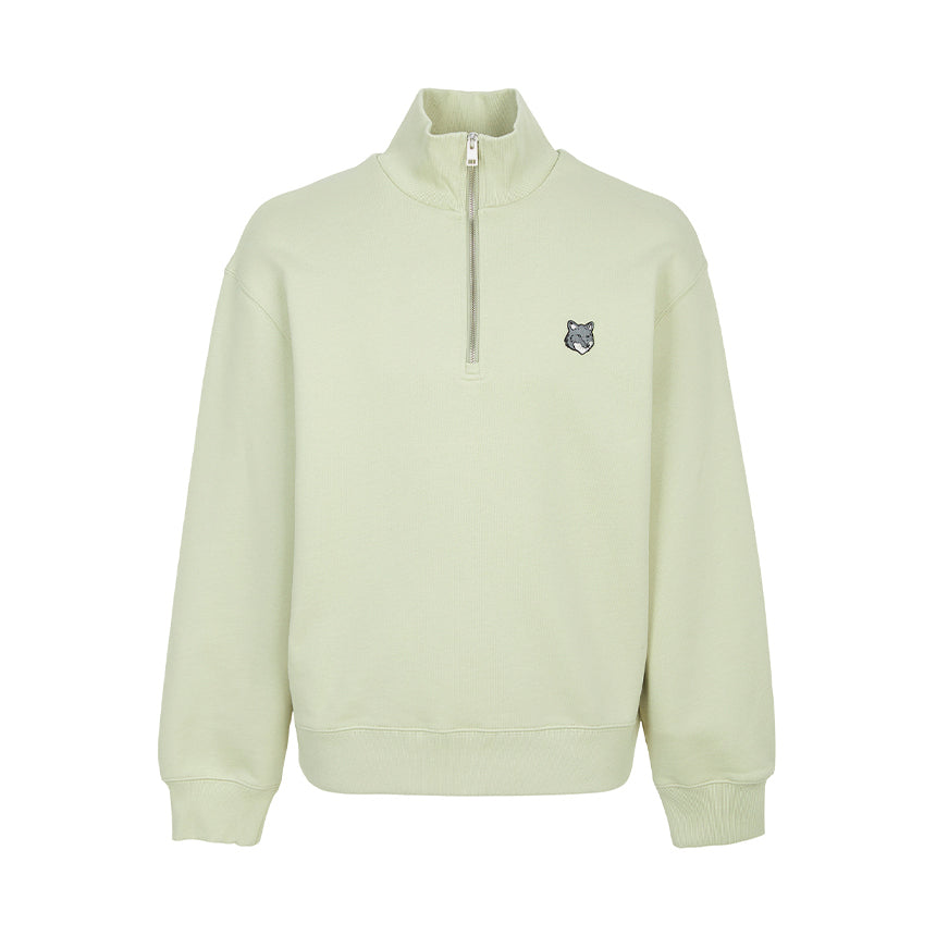 MAISON KITSUNE]FOX HEAD COMFORT HALF ZIP SWEATSHIRT/Stone beige
