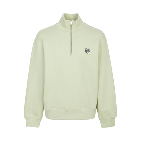 [MAISON KITSUNE]FOX HEAD COMFORT HALF ZIP SWEATSHIRT/Stone beige(PM00305KM0341)