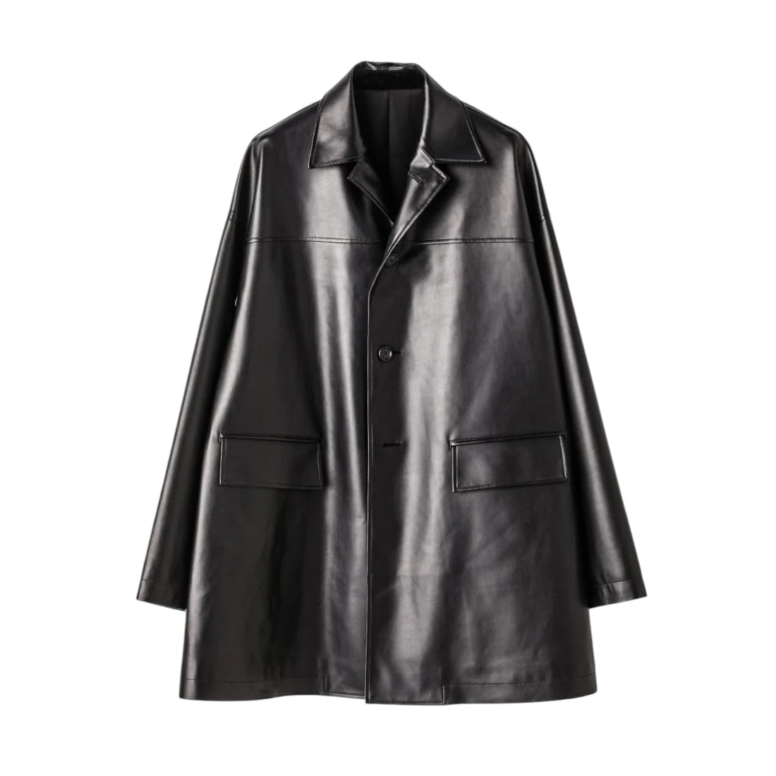 【TAKAHIRO MIYASHITA TheSoloIst】faux leather sack coat./black(sj.0030AW25)