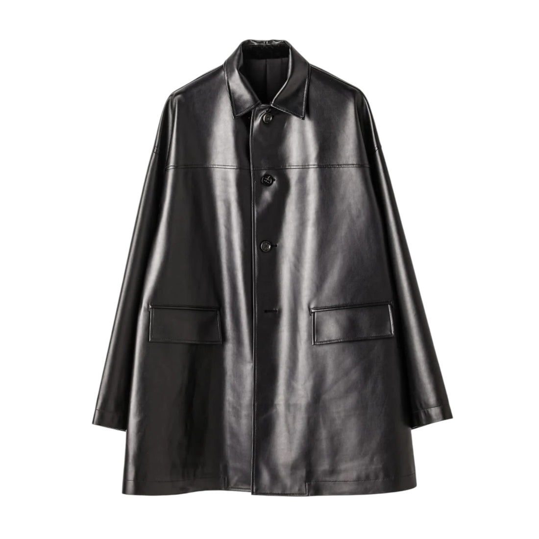 【TAKAHIRO MIYASHITA TheSoloIst】faux leather sack coat./black(sj.0030AW25)