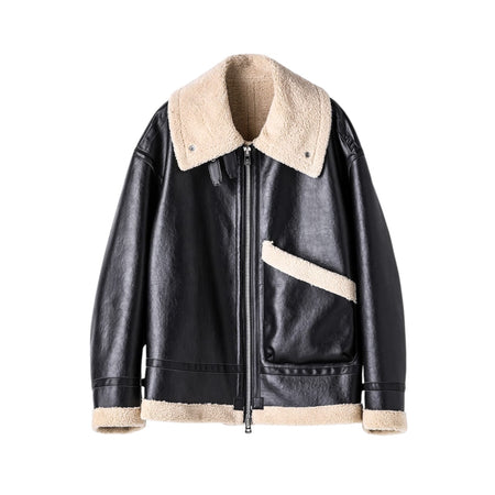 【TAKAHIRO MIYASHITA TheSoloIst】faux mouton flight jacket./black/beige(sj.0032AW25)
