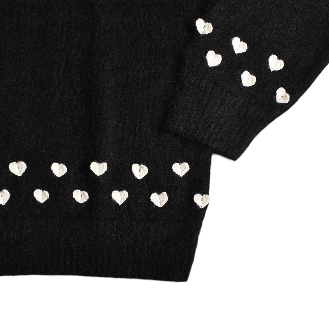 【TAKAHIRO MIYASHITA TheSoloIst】heart attached mohaer crew neck sweater./BLACK(sk.0013AW25)