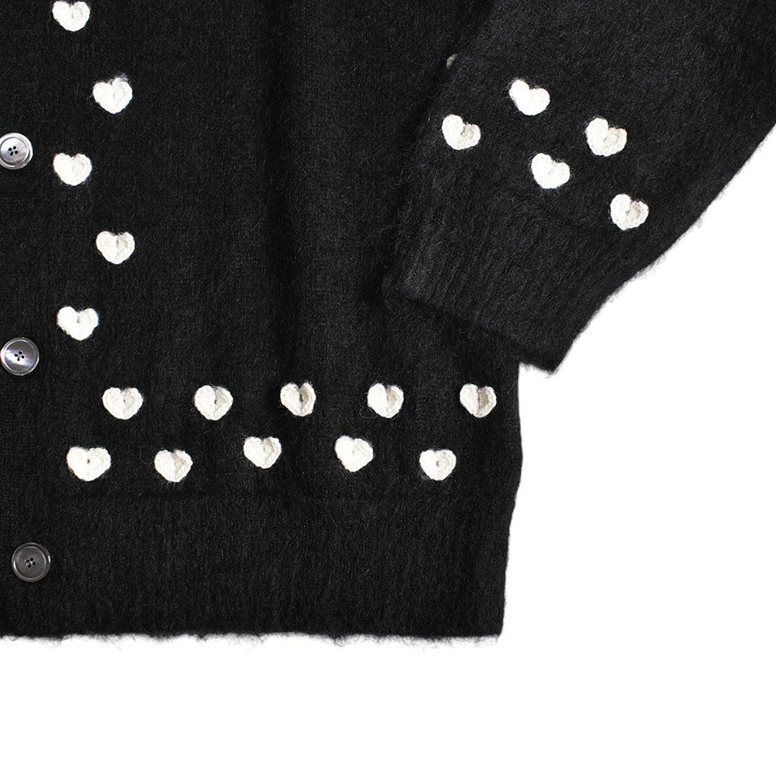 【TAKAHIRO MIYASHITA TheSoloIst】heart attached mohaer cardigan./BLACK(sk.0014AW25)