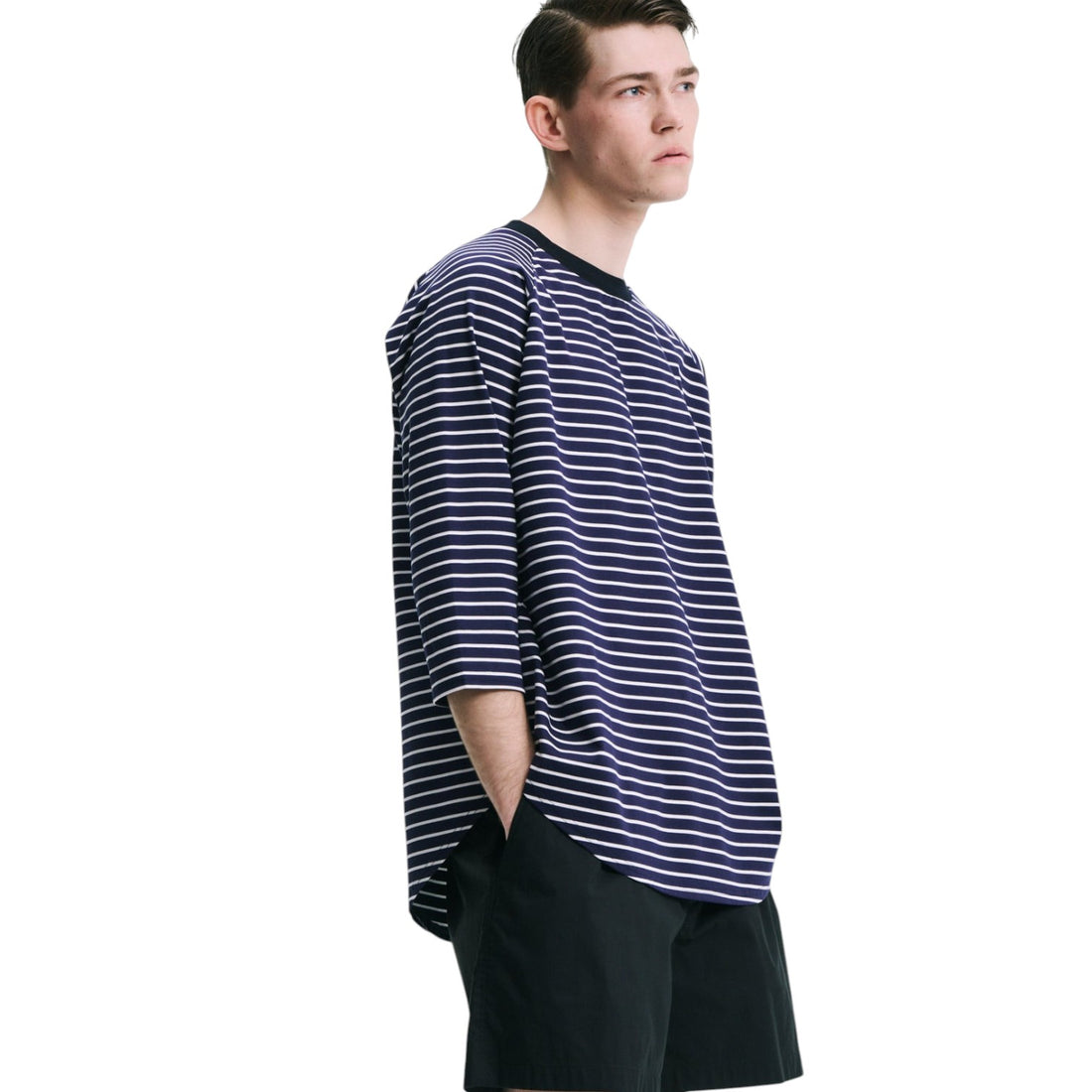 [SOPHNET.]SUPIMA COTTON RAGLAN 3/4 WIDE TEE/  A(BLACK BORDER)(SPNT-252053)