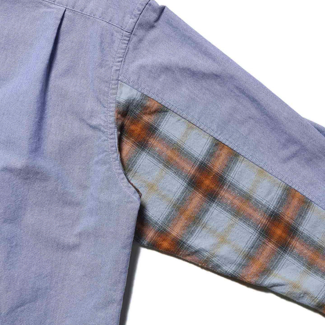 [SOPHNET.]CHECK PANELED B.D SHIRT/NAVY(PNT-260002)