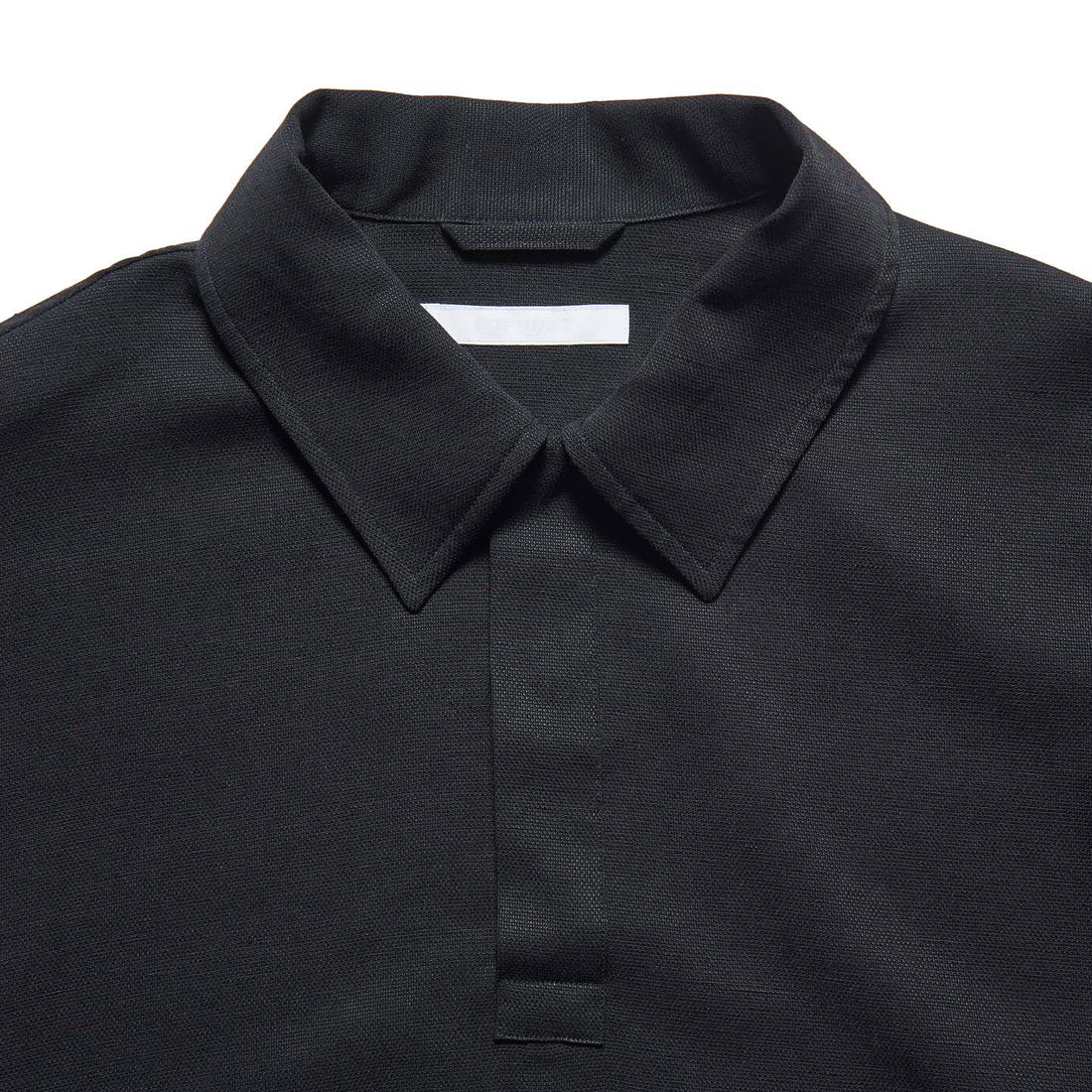 [SOPHNET.]LINEN MESH L/S POLO/BLACK(SPNT-260021)