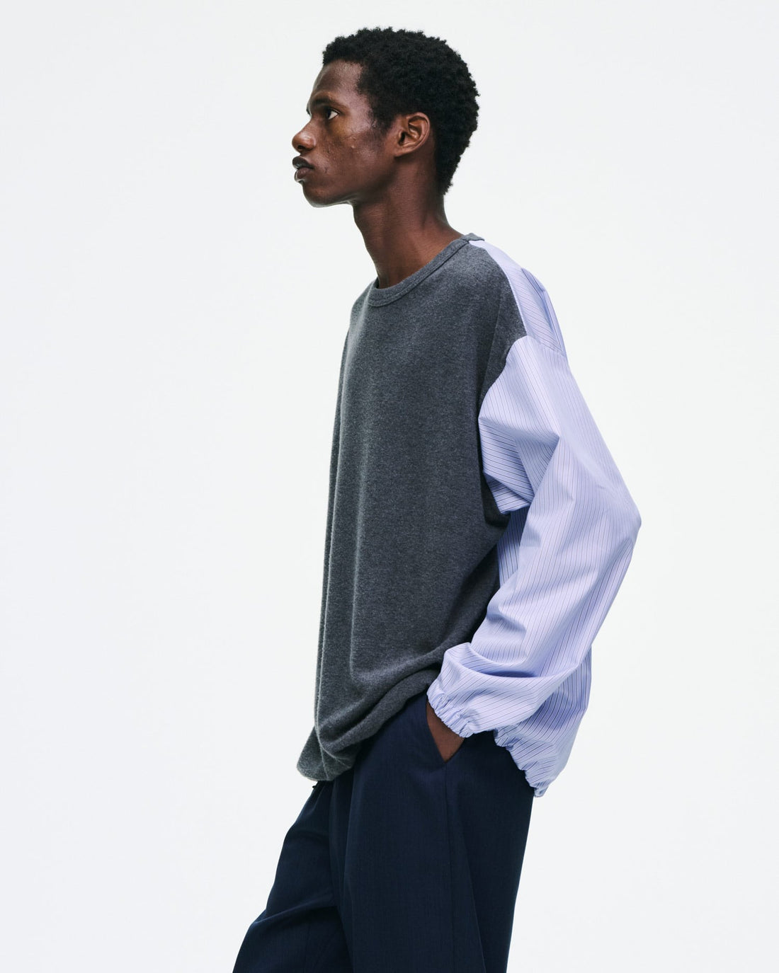 [SOPHNET.]FABRIC-MIX L/S TOP(SPNT-262045)
