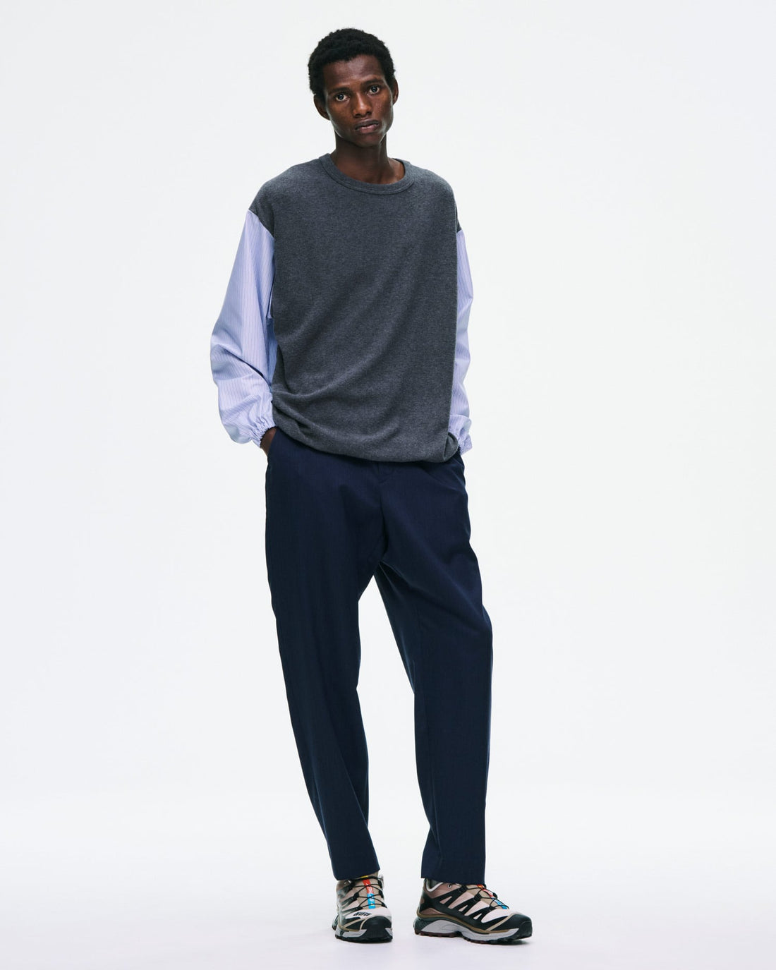 [SOPHNET.]FABRIC-MIX L/S TOP(SPNT-262045)