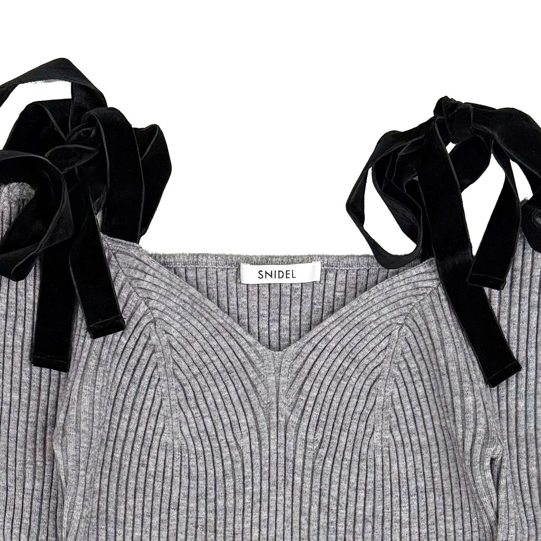 [SNIDEL]ショルダーリボンオフショルニットカーディガン/GRAY(SWNT254240)