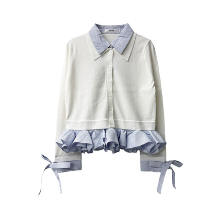 [SNIDEL]シャツドッキングヘムボリュームニットPO/IVORY(SWNT261199)