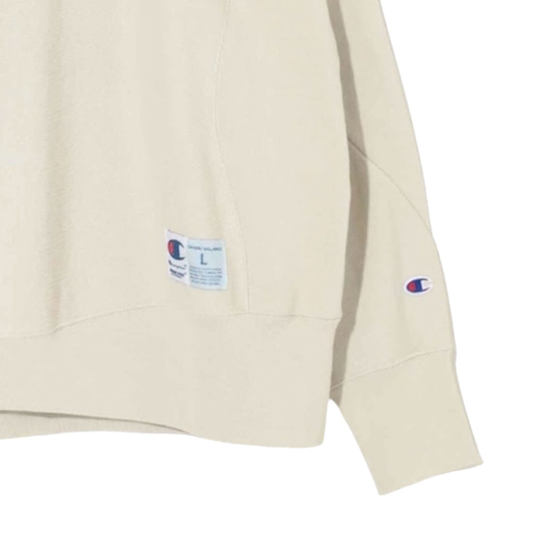 [UNDERCOVER]10oz Champion 裏毛ビーズ刺繍切替長袖PO/LIGHT GREIGE(UC1F4801)