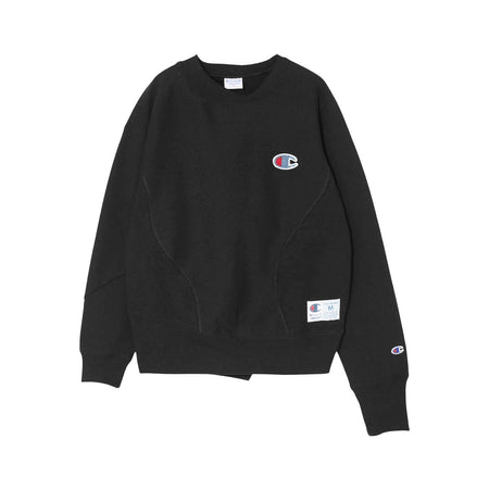 [UNDERCOVER]11.5oz CP 裏毛ビーズ刺繍アシメトリー切替/BLACK(UC2E1801-1)