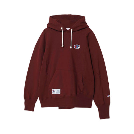 [UNDERCOVER]11.5oz CP 裏毛ビーズ刺繍アシメトリー切替/BORDEAUX(UC2E1806)