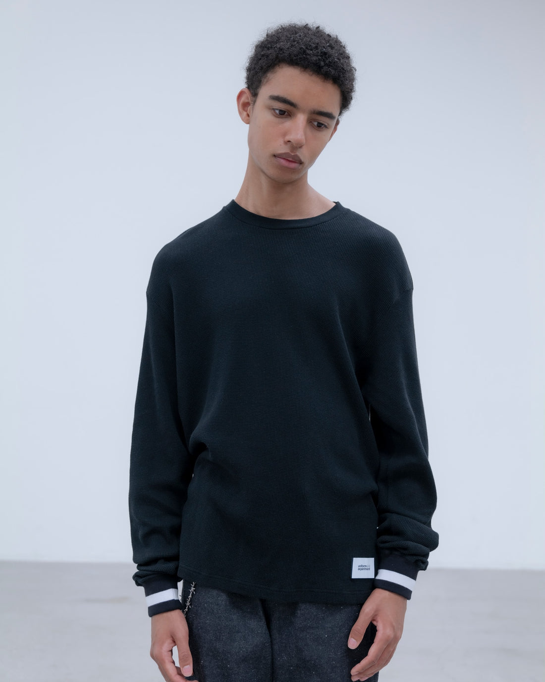 [uniform experiment]COLOR RIBBED WAFFLE CREWNECK TOP(UE-262017)