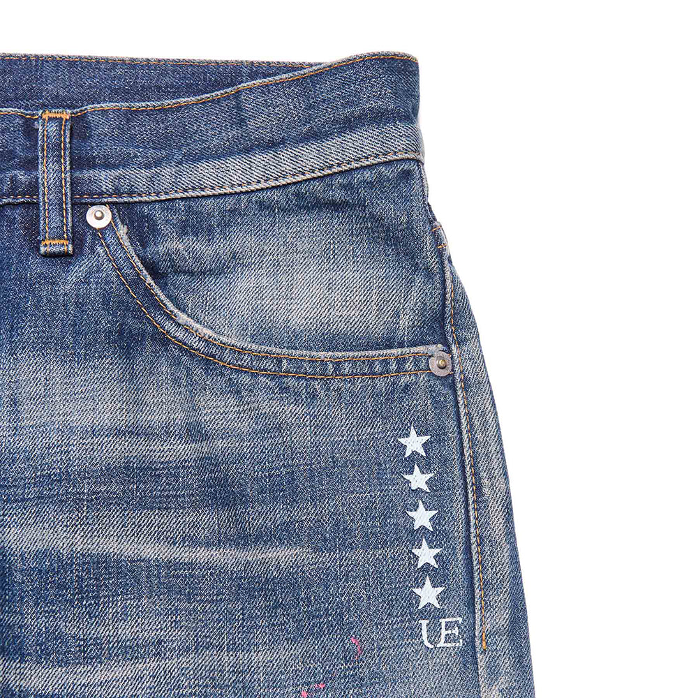 [uniform experiment]DAMAGED DENIM TAPERED-FIT JEANS(UE-262027)