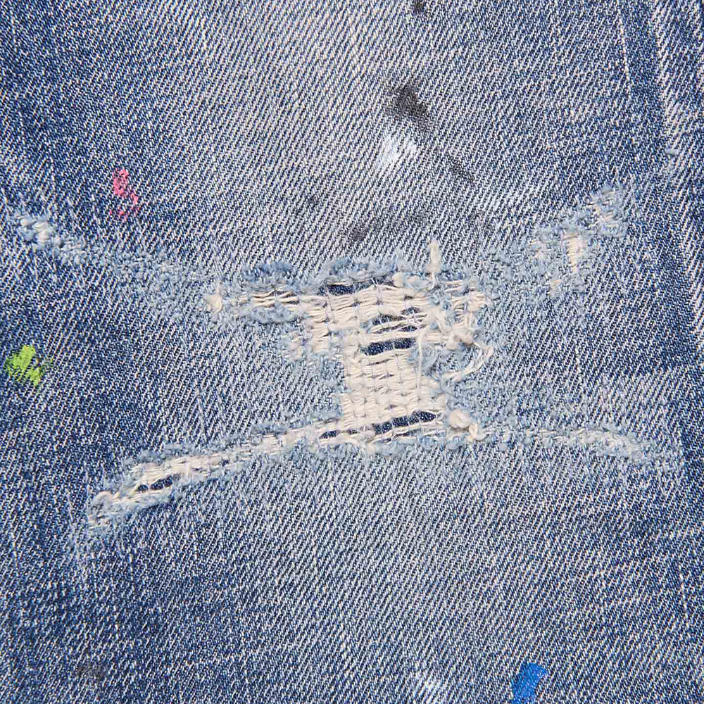 [uniform experiment]DAMAGED DENIM TAPERED-FIT JEANS(UE-262027)