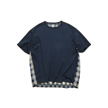 [uniform experiment]STAR PRINT CHECK PANELED WIDE TEE(UE-262036)