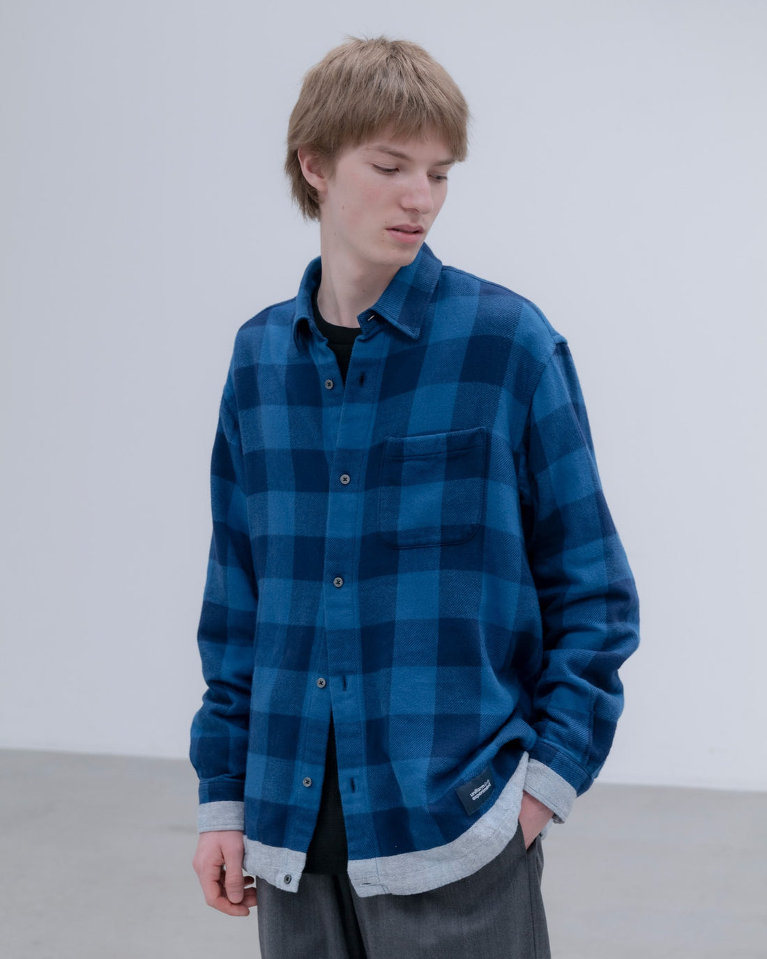 [uniform experiment]LINE FLANNEL CHECK DRAWCORD SHIRT(UE-262040)