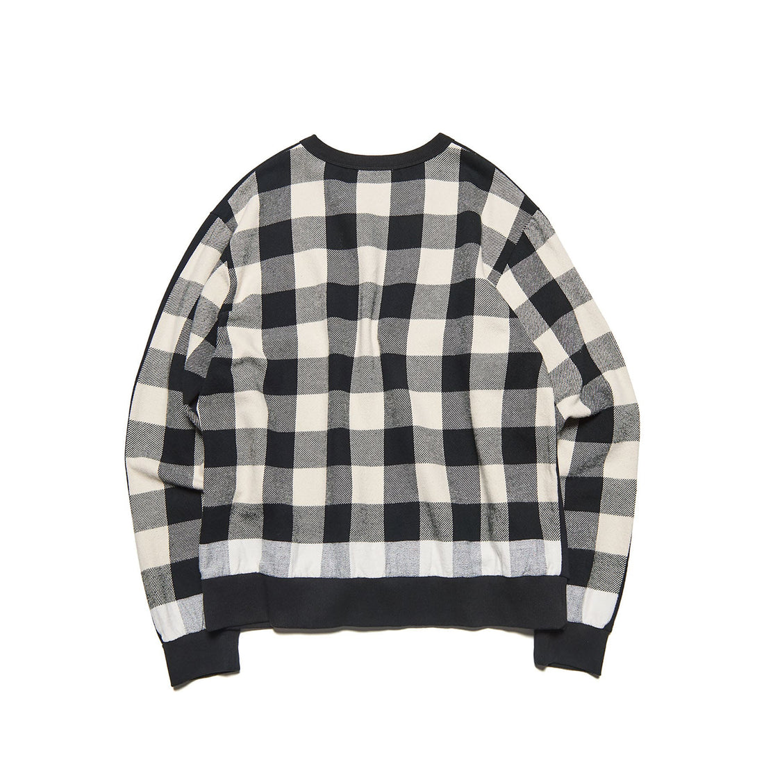 [uniform experiment]LINE FLANNEL CHECK PANELED CREWNECK TOP(UE-262042)