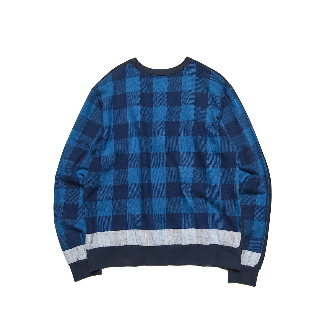 [uniform experiment]LINE FLANNEL CHECK PANELED CREWNECK TOP(UE-262042)
