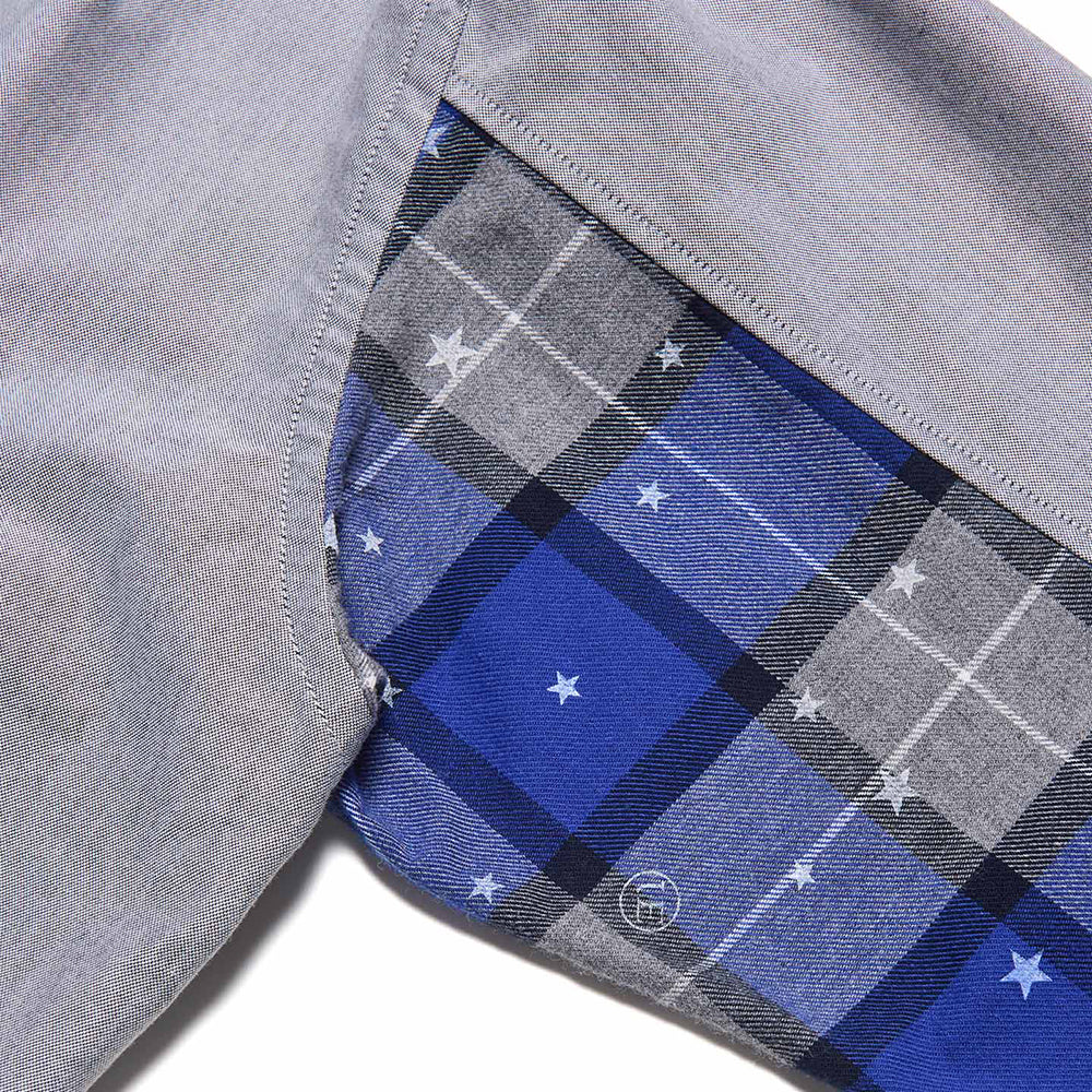 [uniform experiment]STAR PRINT CHECK PANELED B.D SHIRT(UE-262048)