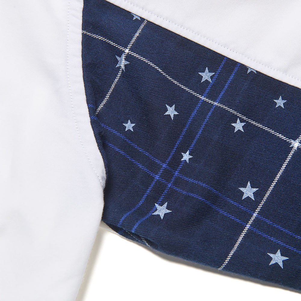 [uniform experiment]STAR PRINT CHECK PANELED B.D SHIRT(UE-262048)
