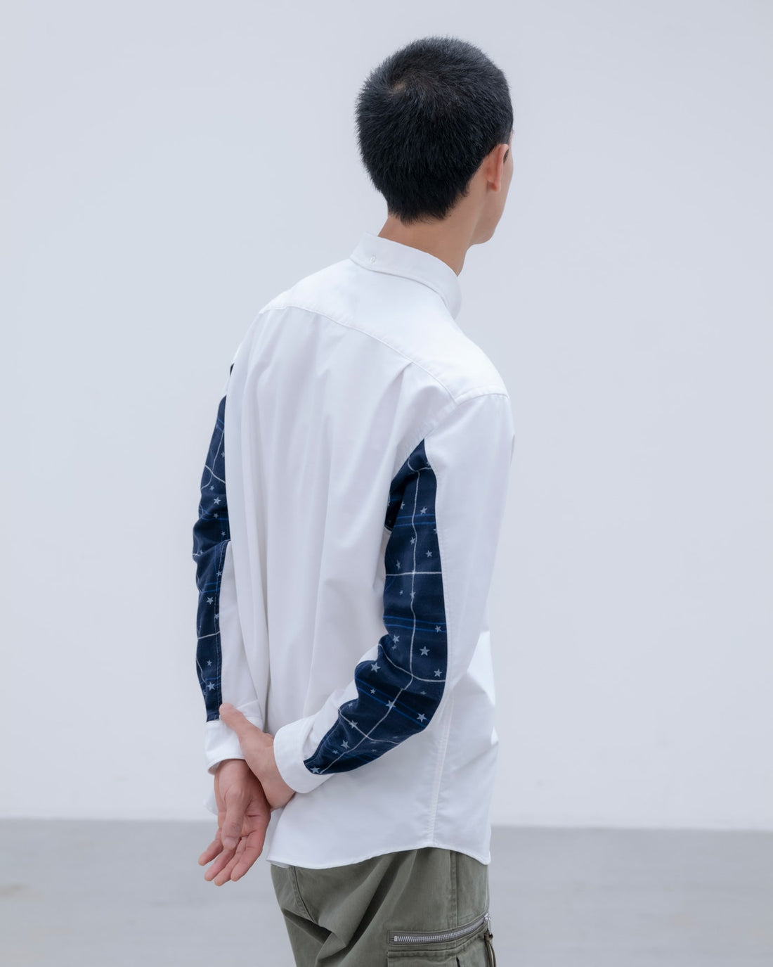 [uniform experiment]STAR PRINT CHECK PANELED B.D SHIRT(UE-262048)