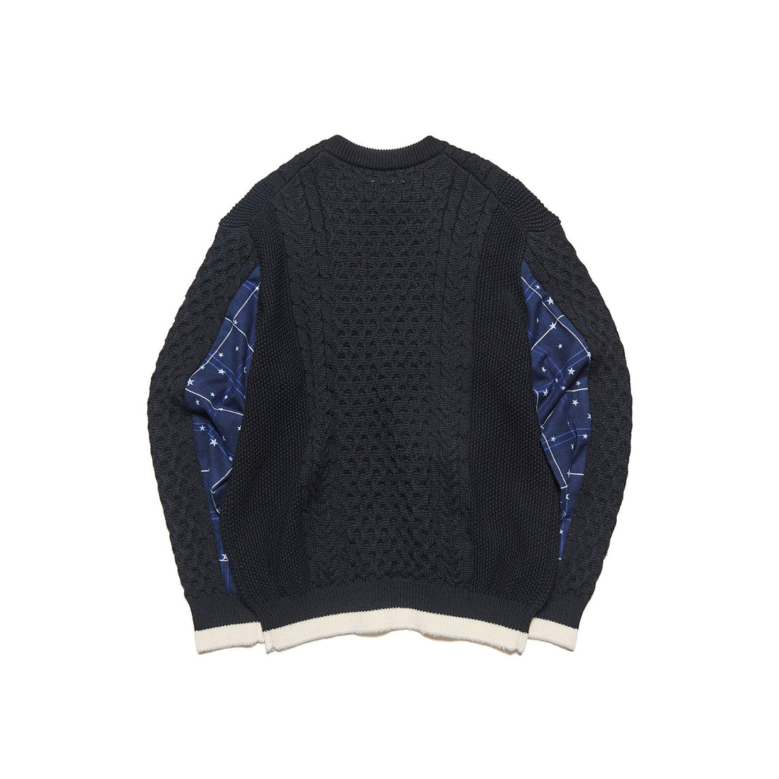 [uniform experiment]STAR PRINT CHECK PANELED CABLE KNIT(UE-262049)