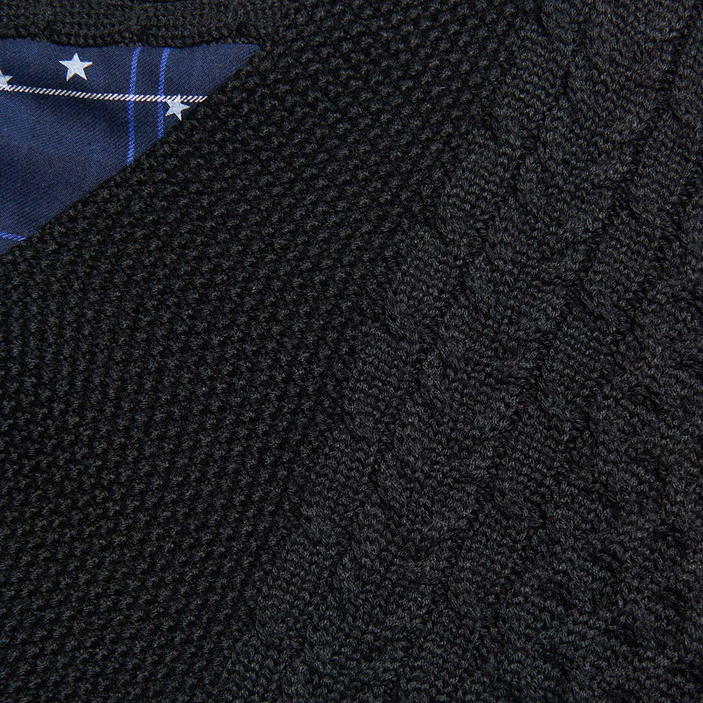 [uniform experiment]STAR PRINT CHECK PANELED CABLE KNIT(UE-262049)