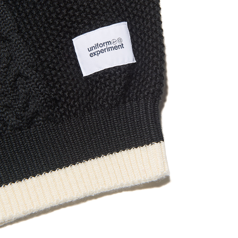 [uniform experiment]STAR PRINT CHECK PANELED CABLE KNIT(UE-262049)