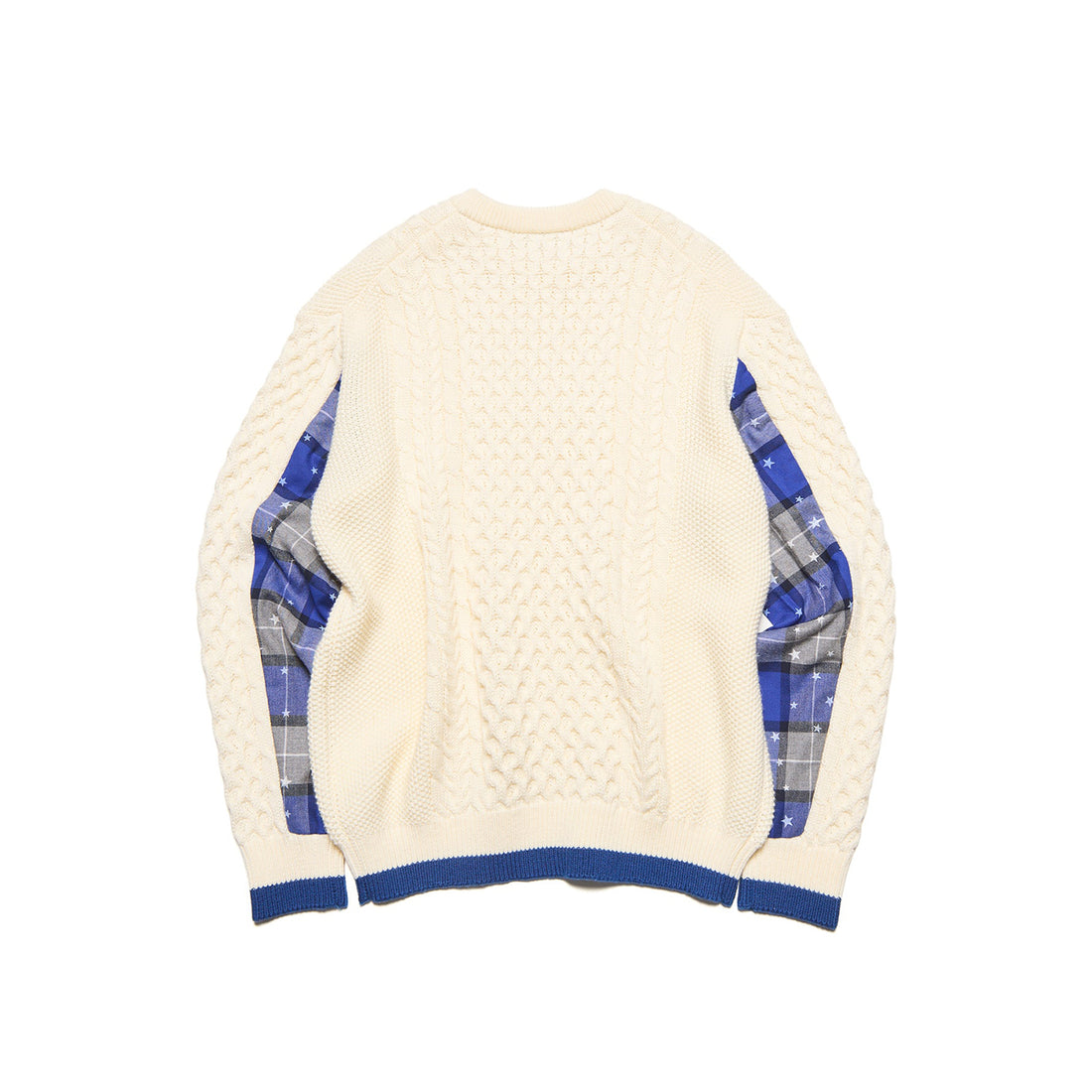 [uniform experiment]STAR PRINT CHECK PANELED CABLE KNIT(UE-262049)