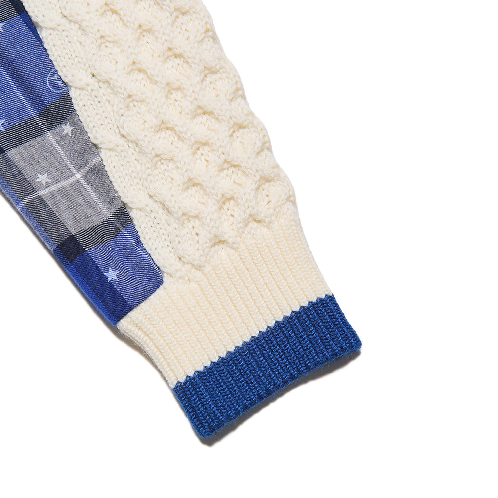 [uniform experiment]STAR PRINT CHECK PANELED CABLE KNIT(UE-262049)