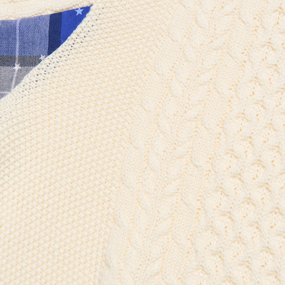[uniform experiment]STAR PRINT CHECK PANELED CABLE KNIT(UE-262049)