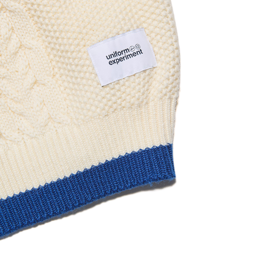 [uniform experiment]STAR PRINT CHECK PANELED CABLE KNIT(UE-262049)