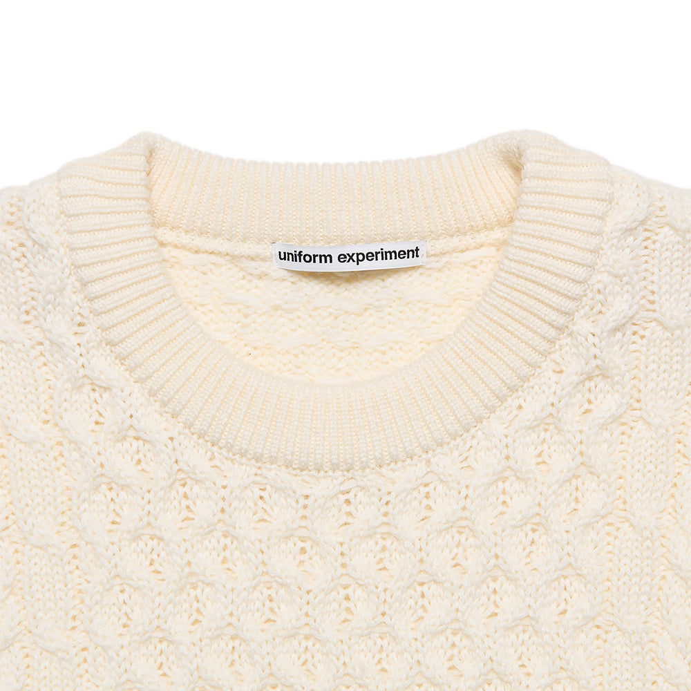 [uniform experiment]STAR PRINT CHECK PANELED CABLE KNIT(UE-262049)