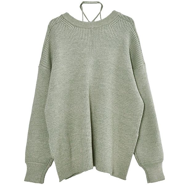 MIX COLOR STRING WIDE KNIT TOPS/MINT(12106-2012)