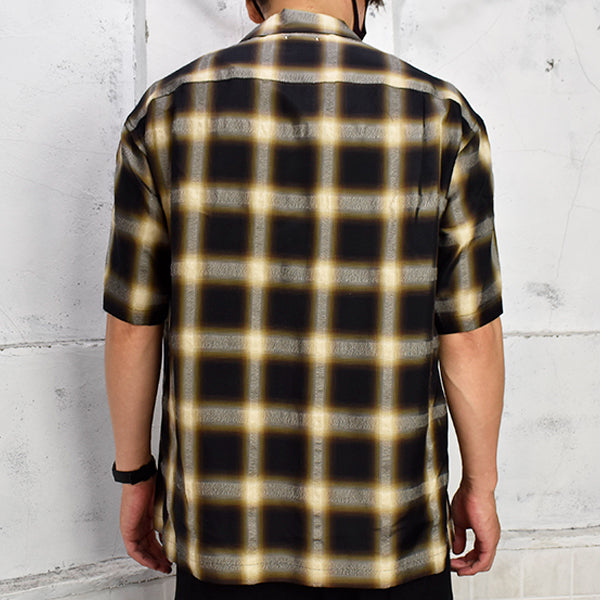 Cuprawool Ombre Check S/S Open Collar SH/YPT(2205-5001)