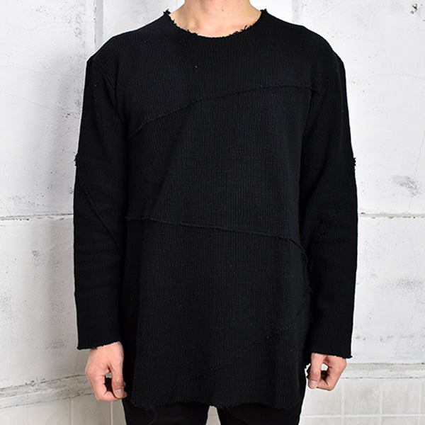 [ASKYY] SPIRAL SEAM KNIT/BLACK(361J11)