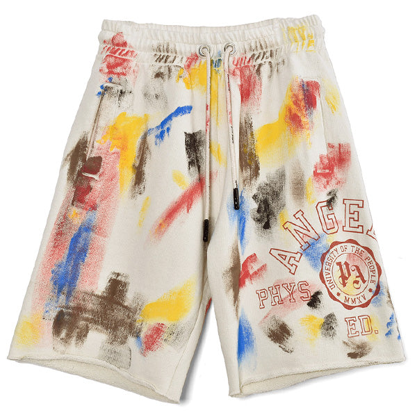 PAINTTED COLLEGE SWEATSHORTS/OFF WHITE/RED(PMCS22-095)